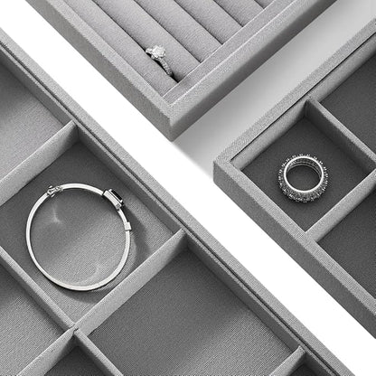Dansmiy Linen 12 Grid Stackable Bangle Storage Tray, Bracelet Watch Display Tray, Jewelry Shop Counter Showcase Table Top Organizers, Makeup Table Drawer Insert Jewelry Tray