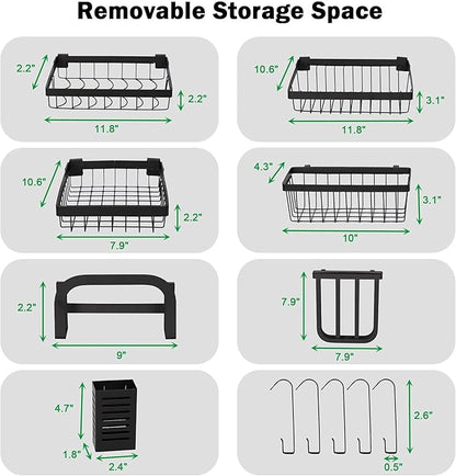 LUCKYERMORE Over The Sink Dish Drying Rack, 2 Tier Dish Drying Rack,Dish Drainer Rack for Kitchen Counter Organization and Storage,Space-Saving Dish Rack,33.4" x 12.5" x 20.4", Black