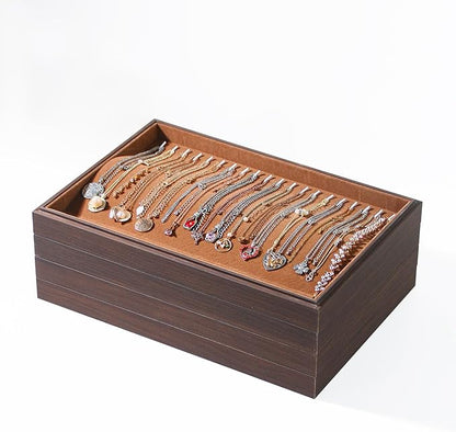 2Pcs/Set Necklace Display Stand, Stackable Necklace Holder for Drawer, Wooden Jewelry Organizer Trays for Store Selling or Home Show
