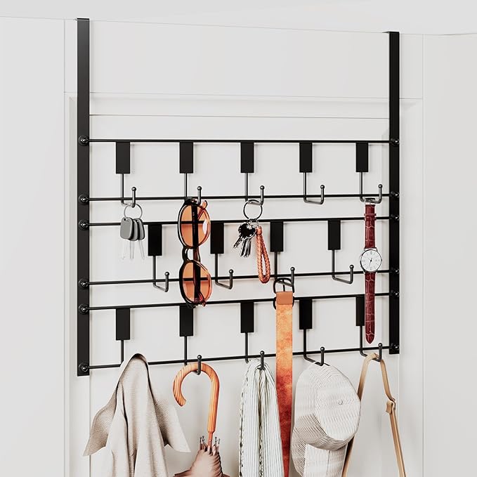 PAPAGIFTREE Over The Door Hooks for Hanging, 14 Hook Over Door Hanger and Towel Rack for Bathroom
