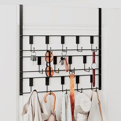 PAPAGIFTREE Over The Door Hooks for Hanging, 14 Hook Over Door Hanger and Towel Rack for Bathroom