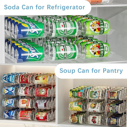 STORICANS Can Organizer For Pantry, Adjustable Height And Width Canned Goods Organizer, Soup Can Rollers Organizer Holds Up to 48 Cans for Kitchen Cabinet or Refrigerator (CLear 4 Tier)