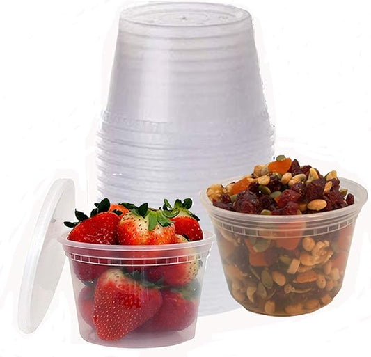 Birsppy TSHOMEGOODS Deli Food Storage Containers With Lids 16 Oz. /Freezer Safe/Microwaveable/Meal Prep/Airtight Lids/Take Out/Disposable/Leak Proof/Buffets/Stackable (24 Pack) Extra Hard Plastic.