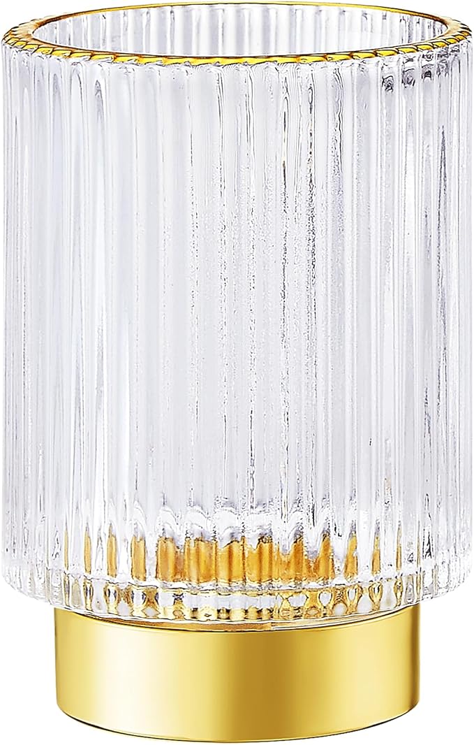 LEICURACE Makeup Brush Holder Organizer,Toothbrush Holders,Desk Pen Pencil Holder,Multifunctional Vintage Glass Brush Cup（L/White/A3-9-US）