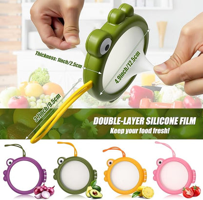 Set of 4 Fish-Shaped Fresh Food Containers, Fresh Pod, Reusable Silicone Storage Pods for Avocado, Onions, Lemon, Tomatoes, Garlic – Anti-Oxidation for Fridge, Send Goods from Local Warehouse