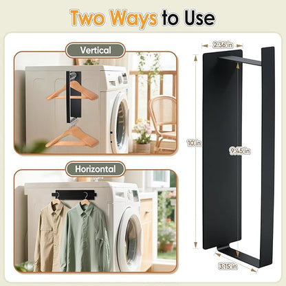 Magnetic Hanger Organizer, Strong Magnetic Hanger Holder for Washing Machine Laundry Room Organization Space Saving Hangers Storage Rack Stacker, Black