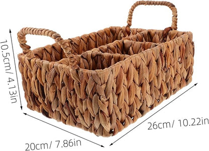 Unomor Kitchen Storage Basket Woven Cutlery Organizer Natural Style Basket Household Woven Container Pantry Organizer