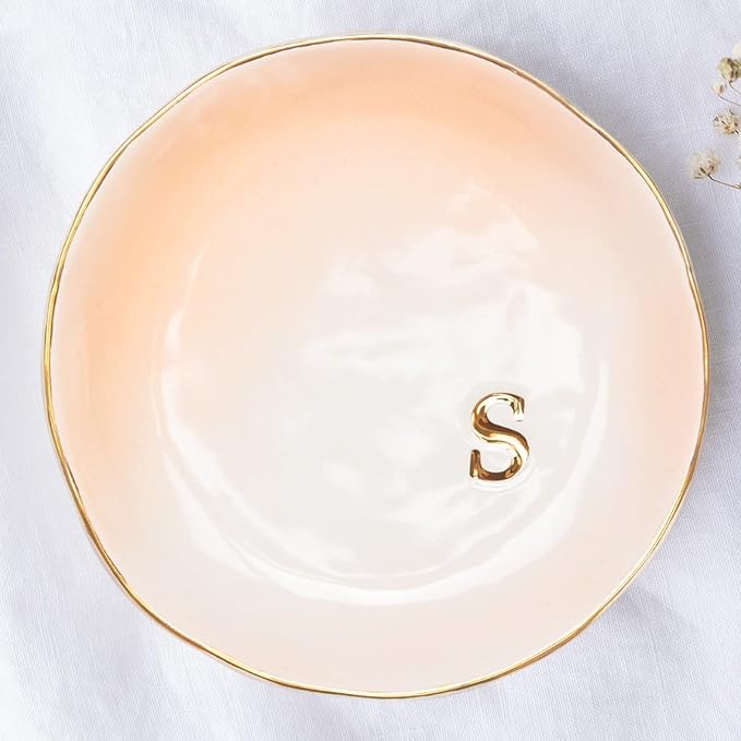 COLLECTIVE HOME - Ceramic Jewelry Tray, Decorative Trinket Dish for Rings Earrings Necklaces Bracelet Watch Keys, Birthday Mother's Day Christmas Gift for Women, 4.75", Colored Surface (S)