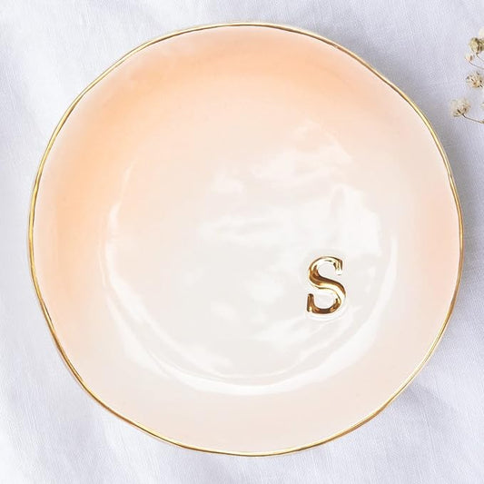 COLLECTIVE HOME - Ceramic Jewelry Tray, Decorative Trinket Dish for Rings Earrings Necklaces Bracelet Watch Keys, Birthday Mother's Day Christmas Gift for Women, 4.75", Colored Surface (S)