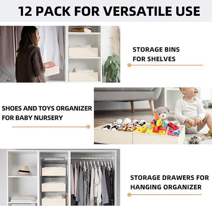 Criusia Drawer Organizer Clothes 12 Pack -Dresser Organizer Bins for Closet Bedroom -Baby Clothes Organizers and Storage for Nursery Organization -Drawer Organizer Divider for Sock Underwear Bra Shoes