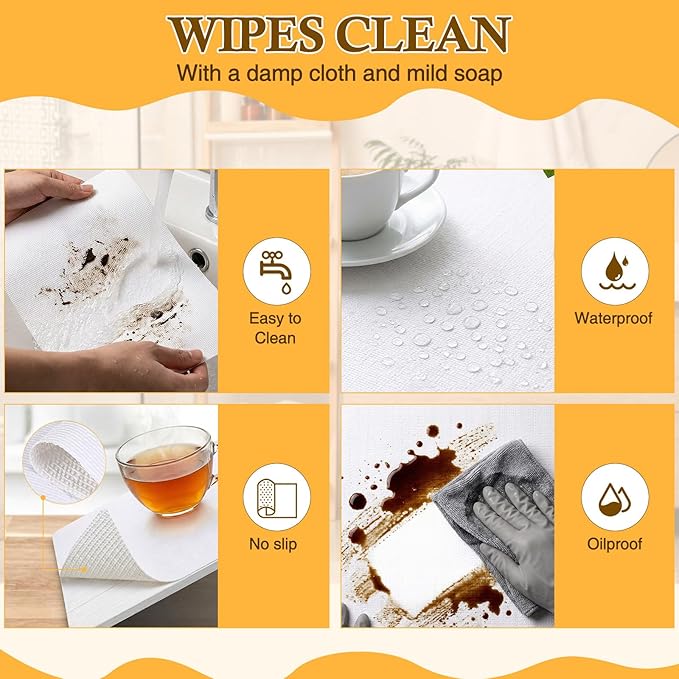 Tinideya 6 Rolls Shelf Liner for Kitchen Cabinet, Non Adhesive Non Slip Shelf Paper Waterproof Washable Easy to Cut Drawer Mat for Kitchens Cupboard Shelve Bathroom Protector Liner(12 Inx20 ft)