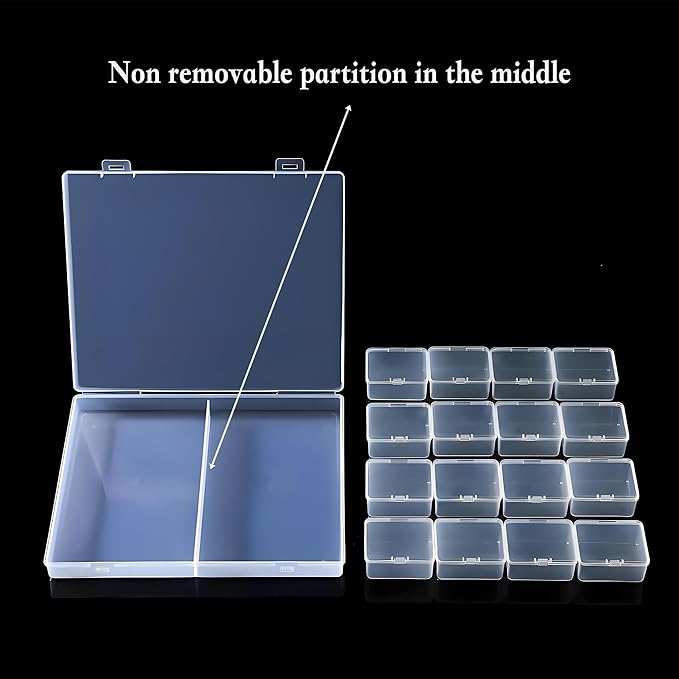 Large Bead Storage Box - 48 Grids Clear Organizer, 3 Pack,Portable for Jewelry,Diamonds,Hardware,Craft Accessories Grid Plastic Box,Oil Painting Color Palette,Ring Earring Storage Box