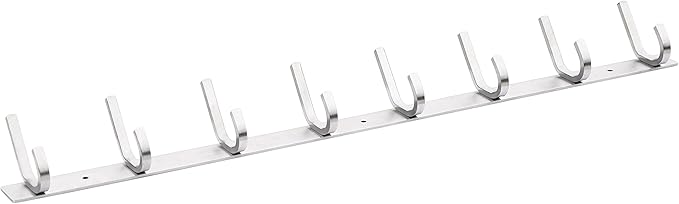 WEBI Heavy Duty 24 Inch SUS 304 Coat Bath Towel Hook Hanger Rail Bar with 8 Hooks,Brushed Finish,for Bedroom,Foyers,Hallways Home Office Storage Organization, C-CBG08