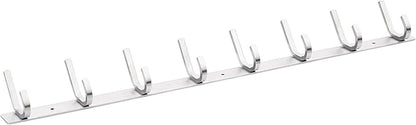 WEBI Heavy Duty 24 Inch SUS 304 Coat Bath Towel Hook Hanger Rail Bar with 8 Hooks,Brushed Finish,for Bedroom,Foyers,Hallways Home Office Storage Organization, C-CBG08