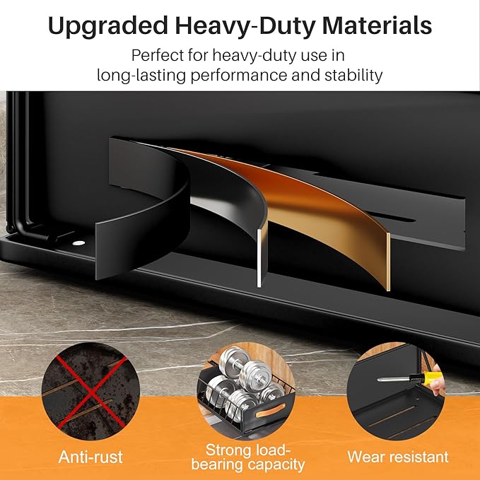 Pull out Cabinet Organizer Fixed with Adhesive Nano Film,Heavy Duty Slide out Pantry Shelves Drawer Storage,Sliding Mesh Cabinet Basket with Handle for Kitchen, Bathroom,Home, 13.8"W X 21"D X6.2"H