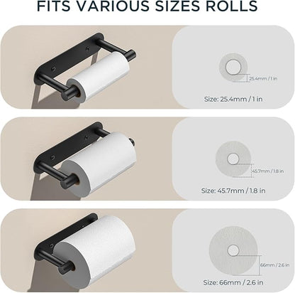 FORIOUS Toilet Paper Holder, Adhesive or Screw Wall Mount Pivoting Tissue Roll Holder for Bathroom, Stainless Steel Rustproof Self Adhesive Toilet Paper Roll Holder no Drilling, Matte Black