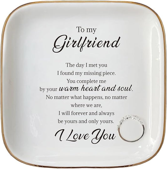 Scwhousi Ring Dish Jewelry Tray for Friend Mom Sister Maid of Honor,Birthday Mother's Day Christmas Gifts
