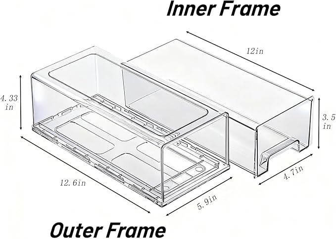 2 Pack Stackable Pull-Out Storage Drawers,Plastic Clear Organizer Bins with Handles,Easily Clean for Craft,and Toy Organization,Kitchen,Undersink,Cabinet,Fridge,Closet,Pantry,Office,Bathroom