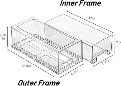 2 Pack Stackable Pull-Out Storage Drawers,Plastic Clear Organizer Bins with Handles,Easily Clean for Craft,and Toy Organization,Kitchen,Undersink,Cabinet,Fridge,Closet,Pantry,Office,Bathroom