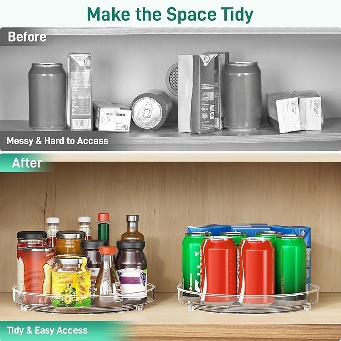 3 Pack Lazy Susan Organizer, 10.7 Inch Lazy Susan Turntable for Cabinet, Turntable Organizer for Pantry Organizers and Storage, Non-Skid Fridge Organizer