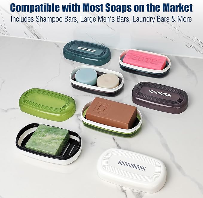 AIMAIAIMAI Shampoo Bar Holder Travel Case for Two Bars – Compatible with Kitsch Solid Shampoo & Conditioner Bars, Large Soap Container for Bathroom or Travel (1 Pack, Red Style A-Large)