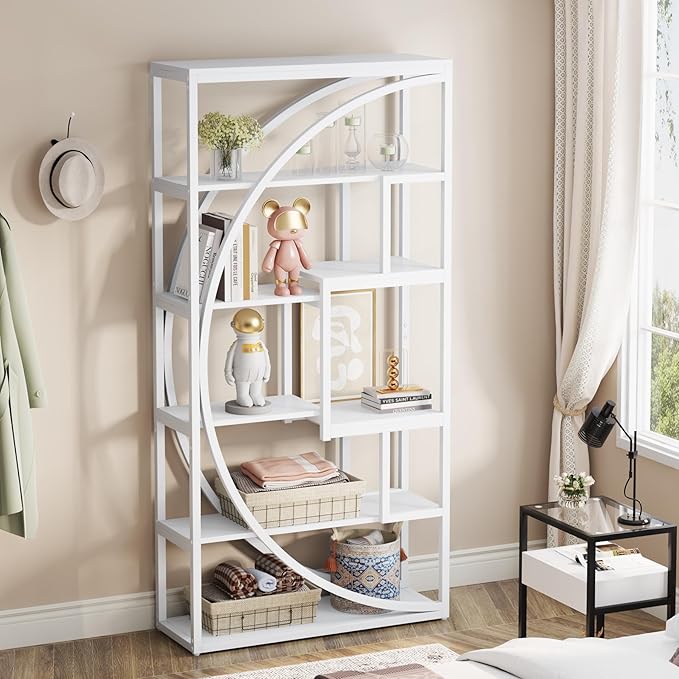 Tribesigns Bookshelf, Modern 5-Tier Etagere Bookcase, 70.8 inch Tall Bookshelf with 8 Open Storage Shelf, Book Shelf Display Tack Shelving Unit for Home Office Living Room, White | Book Shelf Display, Tack Shelving Unit