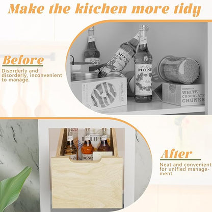 Pull Out Cabinet Organizer, Slide Out Wood Drawer, Pull Out Drawers for Cabinets, 8" High Pull Out Shelf for Kitchen Cabinet Pantry, 10½" W×21" D
