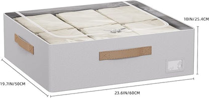 CYhom Underbed Storage Bins With Metal Frame, 10" High Under Bed Storage Containers, Large Capacity Under Bed Organizer Boxes (Grey, 23.6” L x 19.7” W x 10” H)