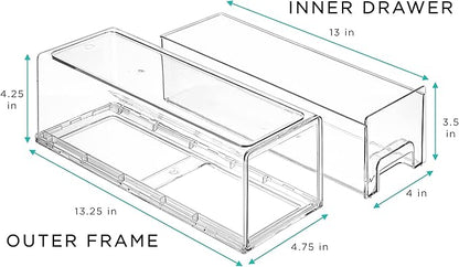 Sorbus Small Wide Clear Storage Drawers (6 Pack) – Stackable Storage Drawers for Pantry, Fridge, or Cabinet – Slide Out Clear Bins with Handles for Organizing