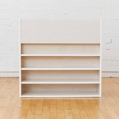 ECR4Kids Streamline Single-Sided Book Display with Storage, Classroom Bookshelf, White Wash