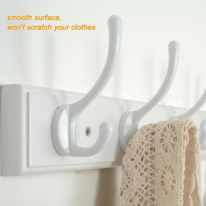 WEBI Coat Rack Wall Mount,10 Hooks,38 1/4" Long,Coat Hooks Wall Mounted,Bamboo Coat Hanger Wall Hook Rack,Jacket Hooks for Hanging Coats,Clothes,White