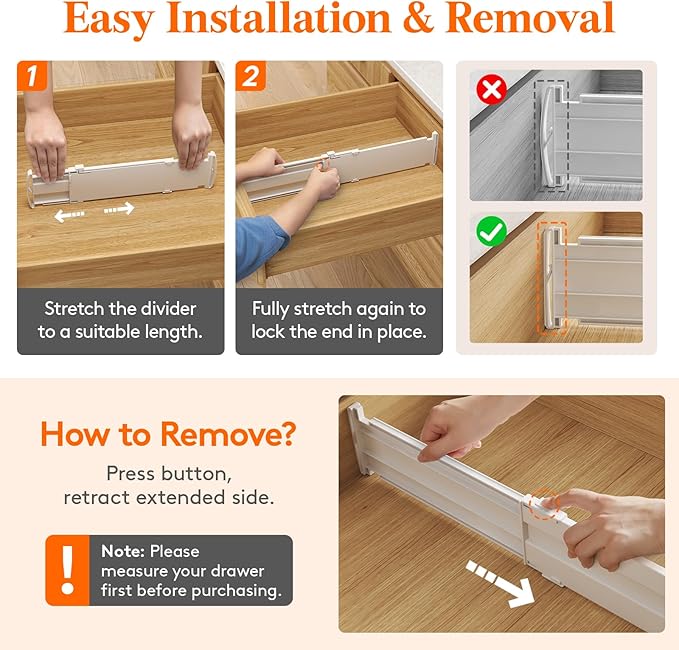 Lifewit 4" High 9 Pack Drawer Dividers, 13.8-22.5" Drawer Divider for Clothes, Adjustable Dresser Drawer Organizers, Plastic Drawers Separators for Clothes, Bedroom, Bathroom, Kitchen, Office
