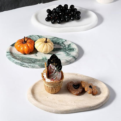 Koville Luxurious White Marble Vanity Tray, Cloud Shape Serving Stone Key Tray for Home Decor, 10" x 7" Marble Storage Trays for Bathroom, Stone Plate Holder for Perfume, Candle and Jewelry