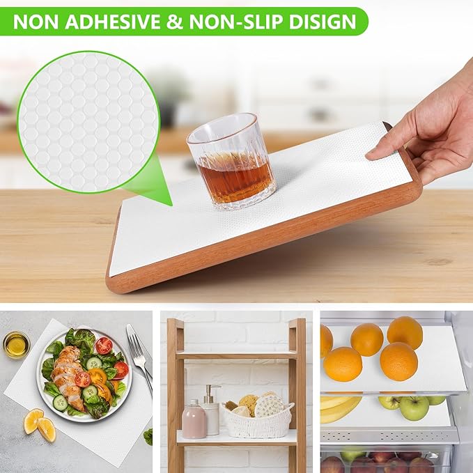 White Shelf Liners for Kitchen Cabinets Non Adhesive Drawer Liner for Bathroom Waterproof Refrigerator Liners for Shelves Fridge Plastic Mats Cabinet Cupboard Liner 23.6 x 393.7 Inches