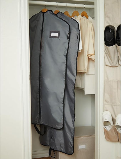 Covermates Keepsakes Garment Bag Set - Premium Polyester - Full Length Zipper - ID Window - Carrying Handles - Closet Storage, Grey