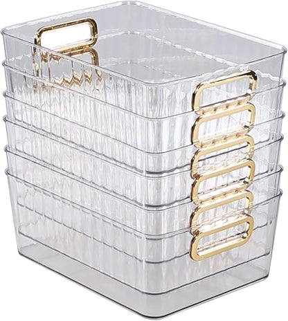 Ziglous Clear Plastic Organizing Bins, Plastic Pantry Storage Baskets for Fridge, 6-Packs