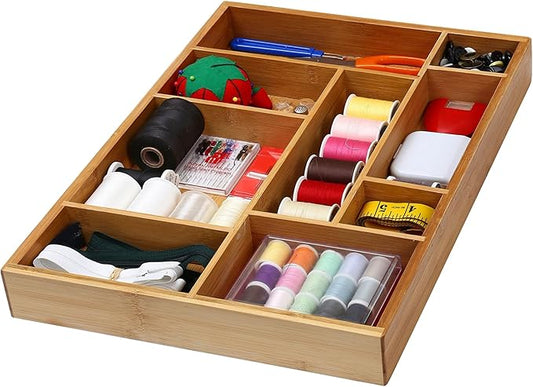 YBM Home 337v Drawer Organizer, 9 Compartments, Brown