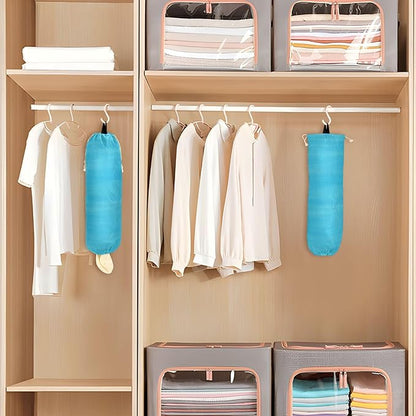2 PCS Sky Blue Plastic Bag Holder - Wall Mount Grocery & Trash Bag Storage Organizer Dispenser - 22 x 9 Inch