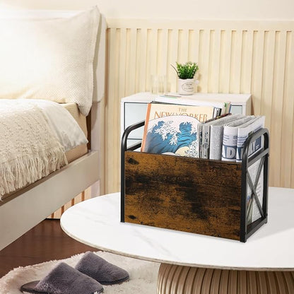 YINMIT Magazine Holder, Magazine Rack Floor, Magazine Storage Basket, Folder Organizer Bin for Books, Newspapers, Tablets