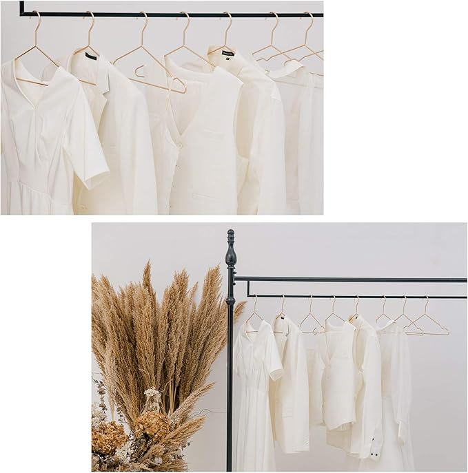 Better to U 17 Inch Metal Clothes Hanger 20 pack, 4.0mm Heavy Duty Shirt Blouse Hanger for Coat Suit Bridal Boutique, Space Saving Slim Wire Hanger for Camisole Trousers Wedding Dress（Matte Rose Gold）