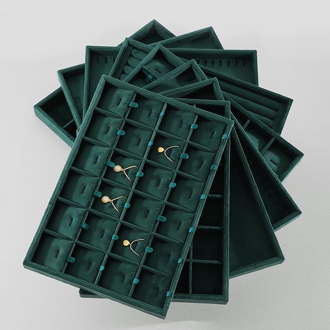 Necklace Display Tray, Velvet Jewelry Organizer, Premium Pendant Display,Luxury Earrings Organizer,Green Necklace Organizer