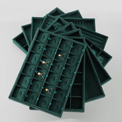 Necklace Display Tray, Velvet Jewelry Organizer, Premium Pendant Display,Luxury Earrings Organizer,Green Necklace Organizer