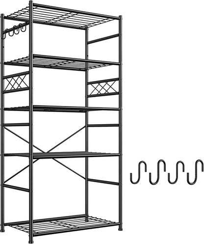 Metaling Shelving 5 Tier Shelf Organizer with Hooks,Storage Shelves Heavy Duty Garage Shelves Unit with Leveling Feet,Wire Shelving for Pantry, Kitchen and Closet,23.6" W x 13.8" Dx72.4 H