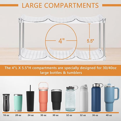 Water Bottle Organizer for Stanley 40 oz Tumbler - Stackable Water Bottle Holder for Cabinet Pantry Kitchen Organizers and Storage for Stanley Cup Holder Accessories, Tumbler Organizer Storage Rack