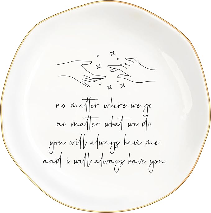 MQPPKJ Ceramic Jewelry Dish for Women - Unique Friendship Gifts with Inspirational Quote-No Matter Where We Go, No Matter What We Do, Gift for Bestie, BFF, Sister, Mother's Day, Birthday, Christmas