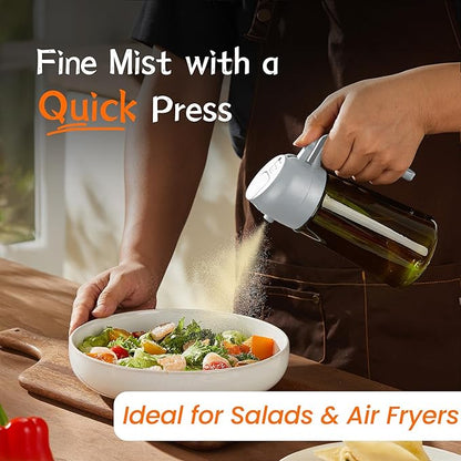 TrendPlain - Original 16oz/470ml Olive Oil Dispenser Bottle for Kitchen Gadgets and Air Fryer Accessories - Olive Oil Sprayer for Cooking w/Stickers - Black&Ash