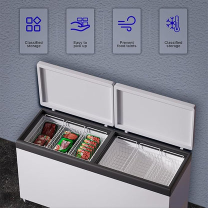 SANNO Chest Freezer Baskets, Deep Freezer Organizer Bins Sturdy Metal Wire Freezer Organizer for Home Kitchen, 17.5in
