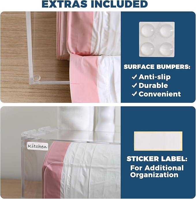 Storage Standard Trash Bag Kitchen and Bathroom Organizer - Large Garbage Bag Under Sink Dispenser - Acrylic Storage Cabinet