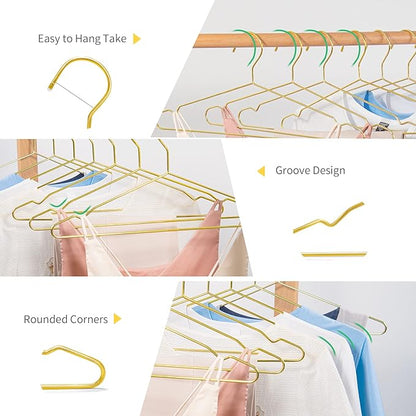 Nature Smile 20 Pack 17.7 Inch Men's Heavy Duty Metal Hangers, Space Saving Wire Coat Hanger for Everyday Use, Gold
