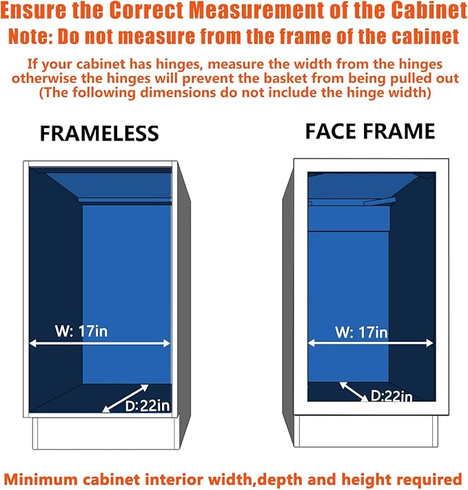 Pull Out Cabinet Organizer 16½" W x 21½" D, Heavy Duty Cabinet Pull Out Shelves, Slide Out Drawers Organization for Kitchen Cabinets Bathroom